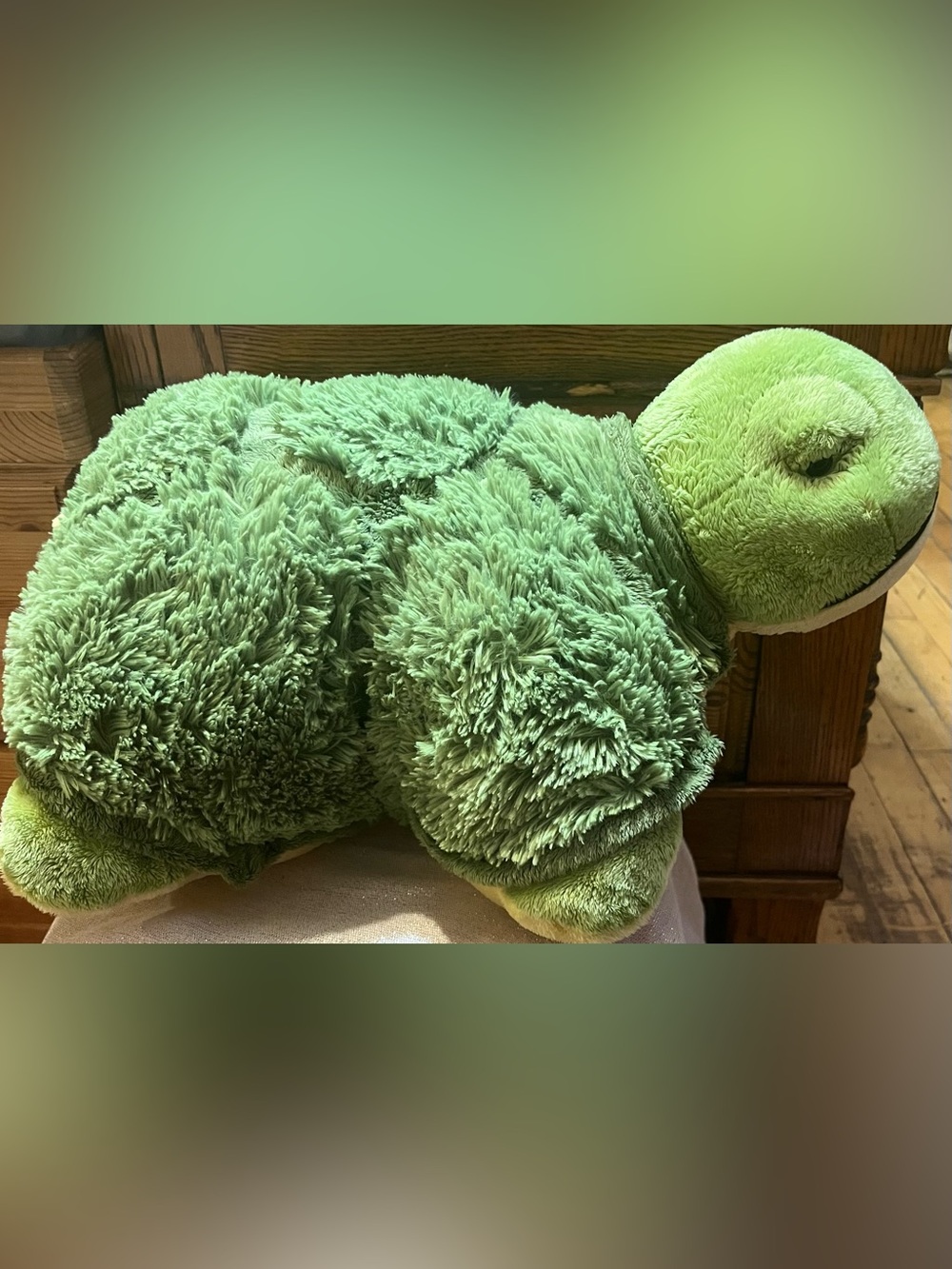 Pillow Pets Retired Turtle Green Plush Foldable Animal Toy From 2010 18”